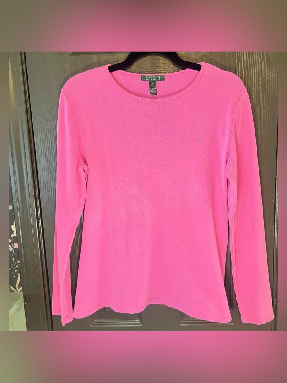 Ralph Lauren Bright Pink Long Sleeve Crewneck Top